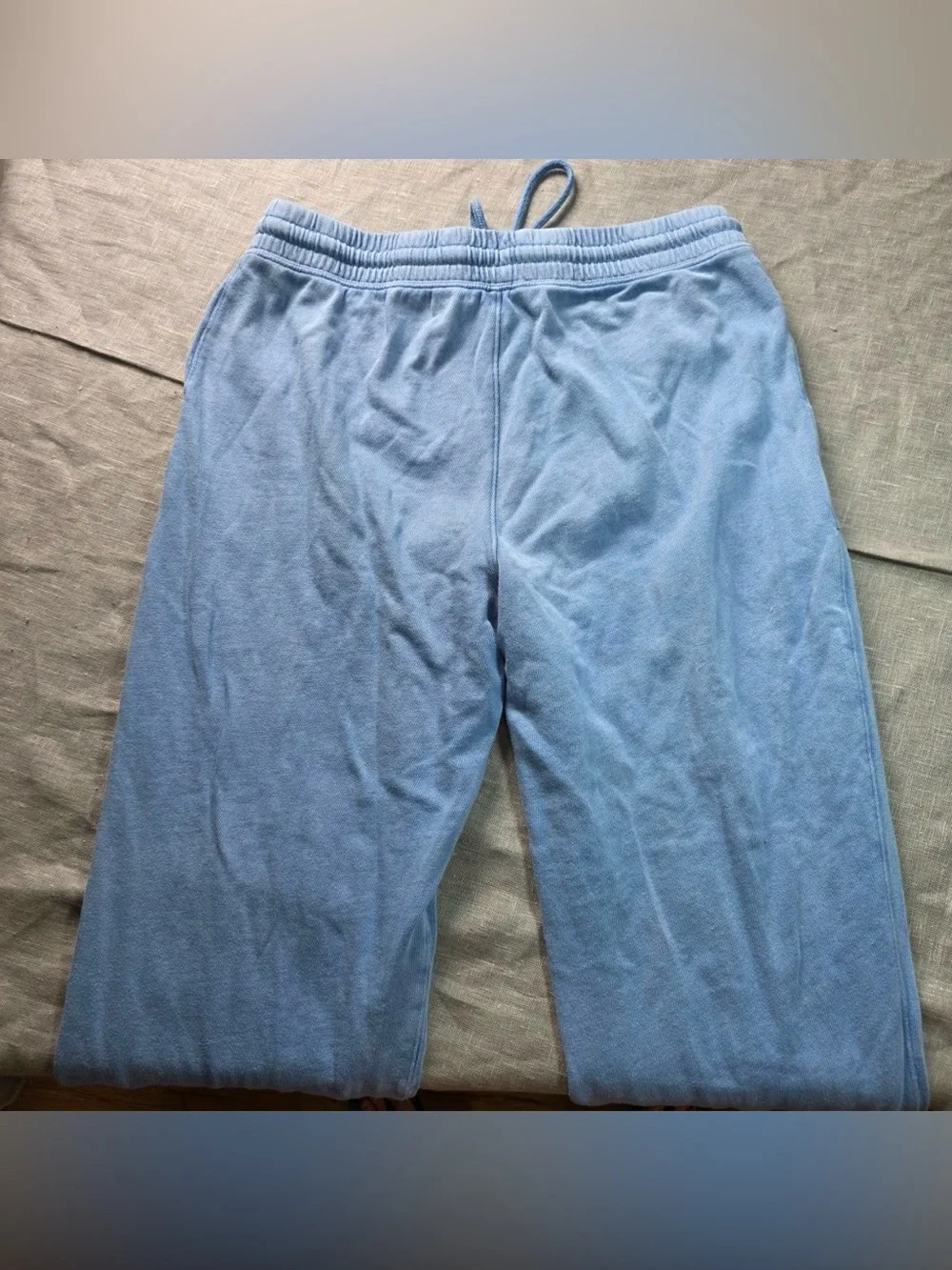 J. Crew Wide Leg French Terry Sweatpants Womens Medium Light Blue Drawstring
